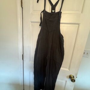 Aerie charcoal grey Gauze Overalls Jumpsuit